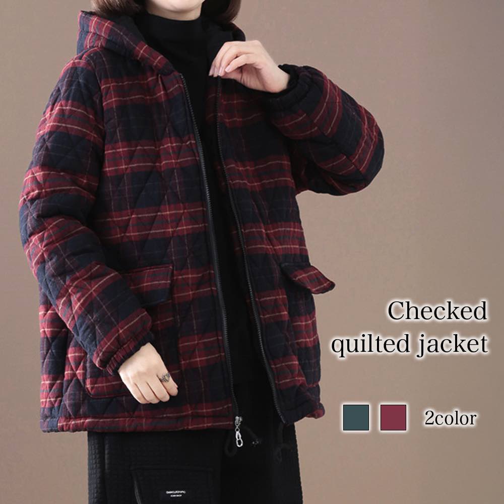ダウンジャケットレディースチェック...