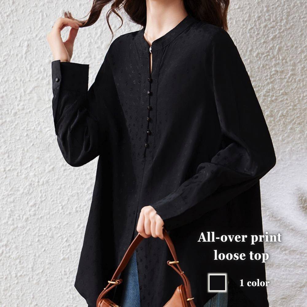 Rakuten - 【＼クーポン利用で20%OFF!／】 シャツ レディース 総柄ゆったりトップス 麻 カットソー トップス ブラウス 襟付き Tシャツ ポロシャツ おしゃれ ロゴ スポーツ 春 カジュアル 秋 長袖 ゆったり ブランド 形態安定 しわになりにくい 事務服 暖かい かわいい オ