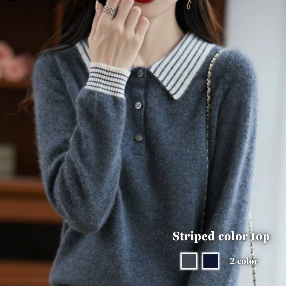 シャツレディースストライプ柄カラー...