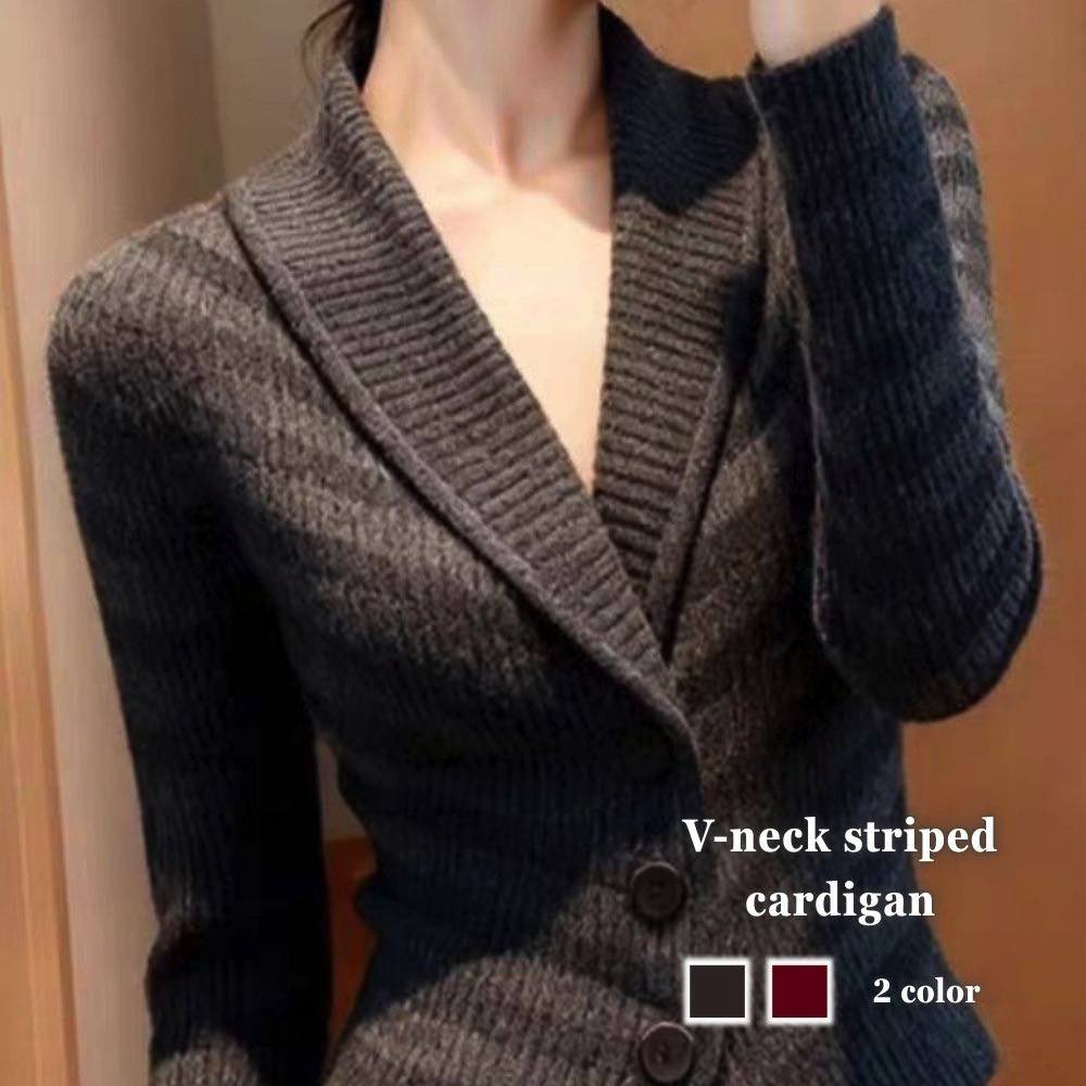 カーディガンレディースVネックボー...