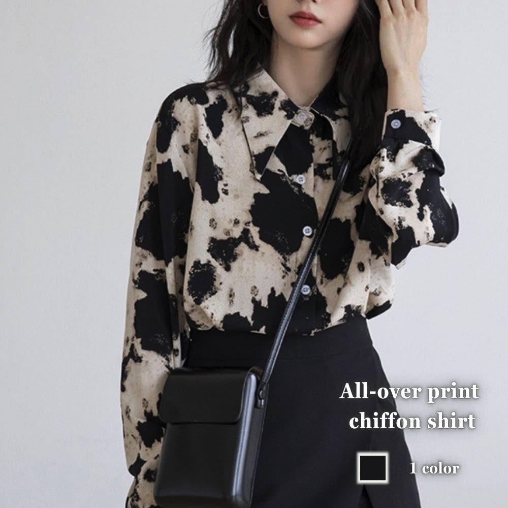 シャツレディース総柄シフォンシャツ...