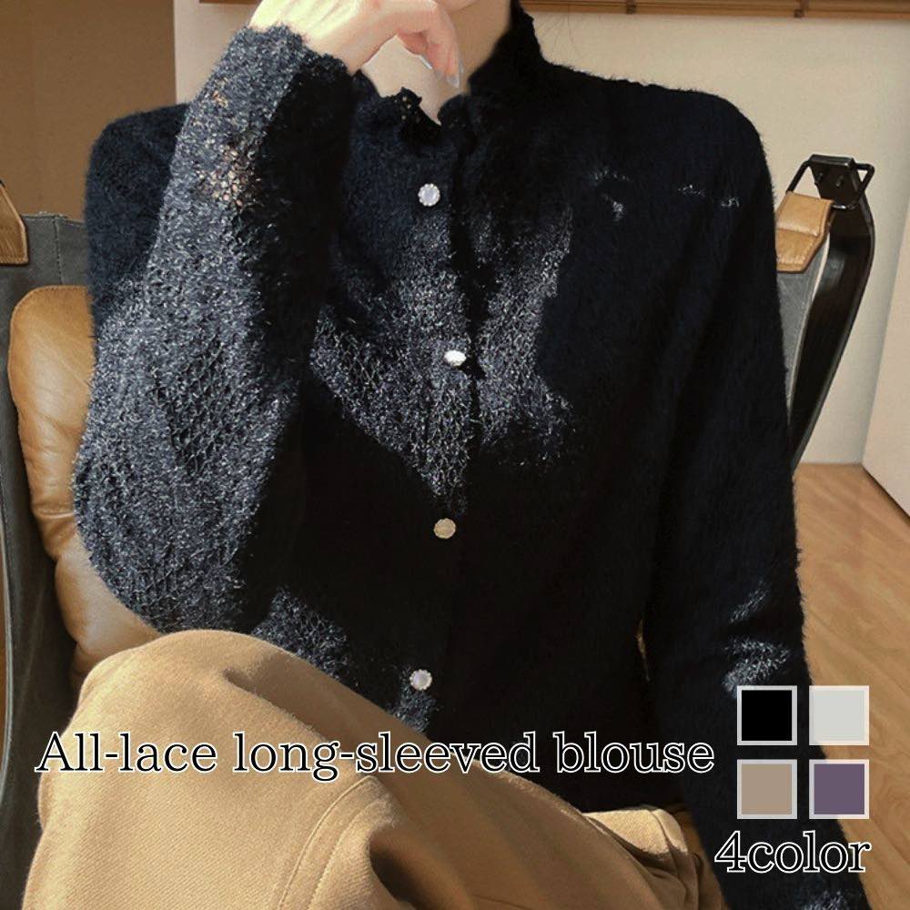 ブラウスレディース総レース長袖ブラ...