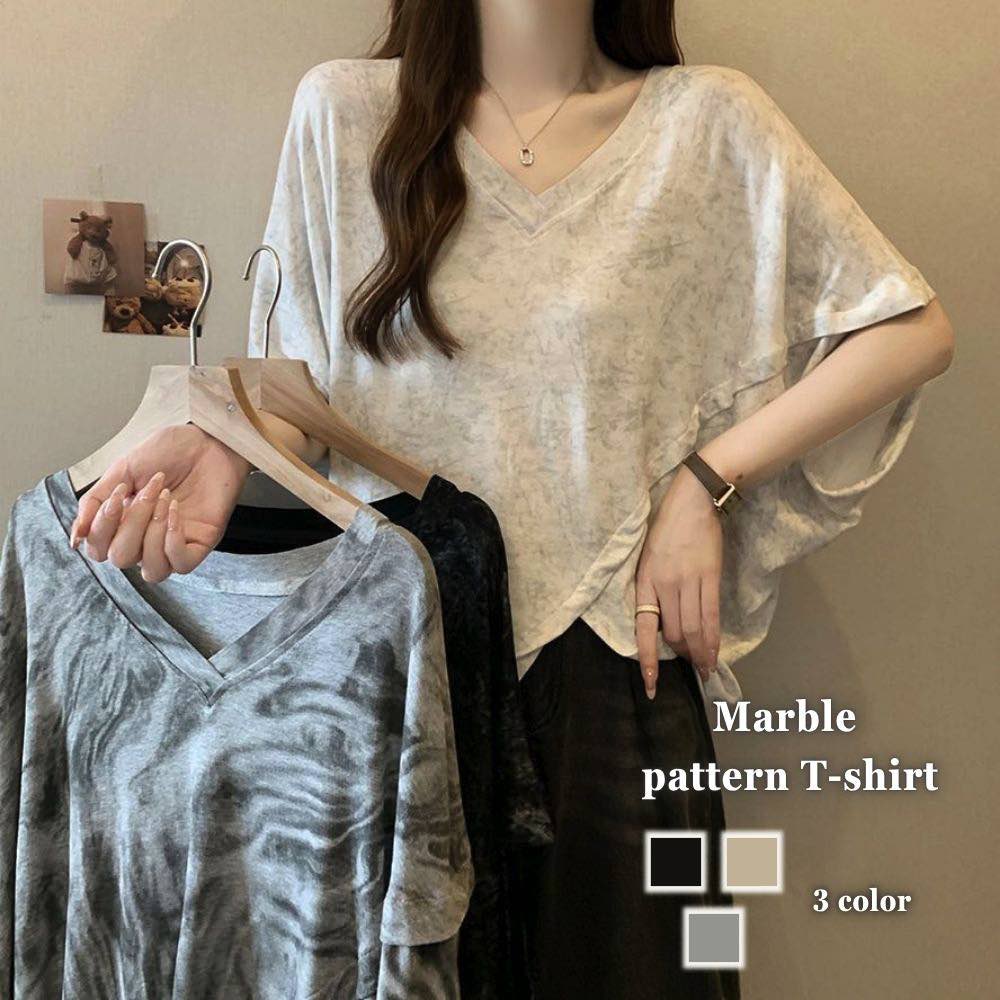 Tシャツレディースマーブル柄Tシャ...