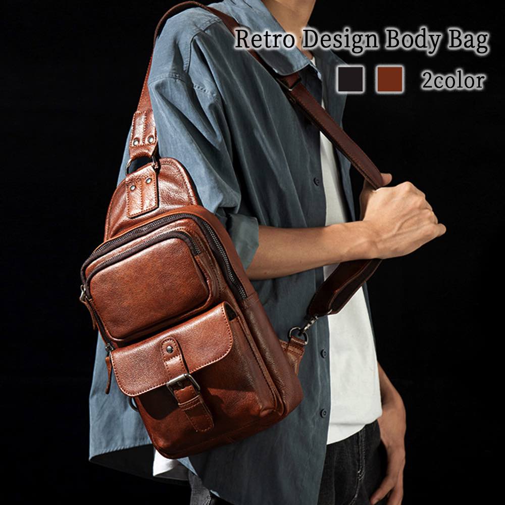 ボディバッグ メンズ レトロデザインボディバッグ 秋 ウエストバッグ バッグインバッグ ショルダーバッグ スポーツ 大きめ 革 ハイ おしゃれ ブランド かっこ...