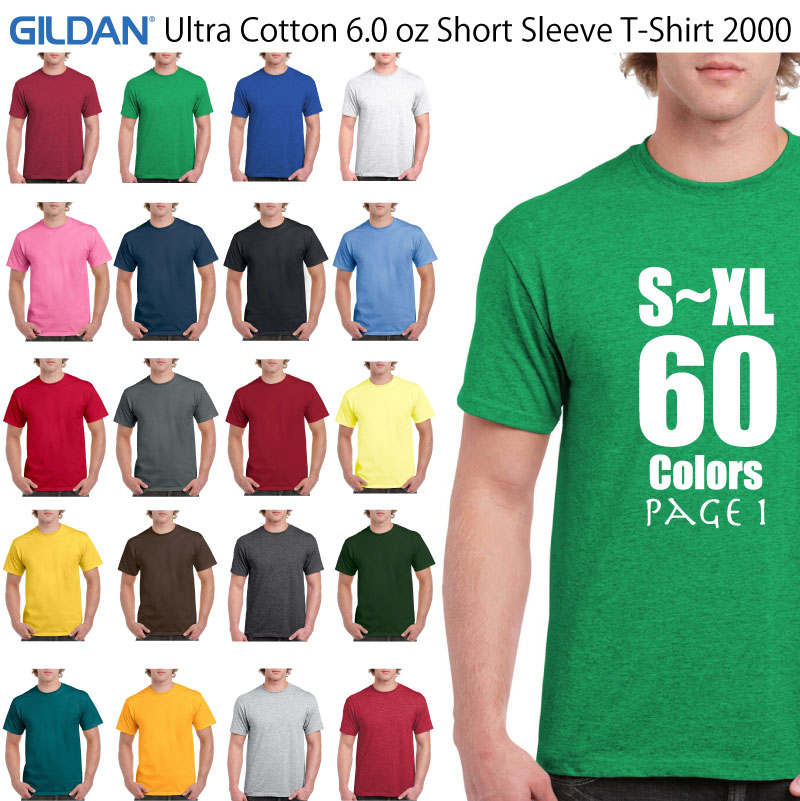 [10:00迄のご注文で当日発送アリ(店舗休業日を除く)]ギルダン GILDAN Tシャツ 半袖 6oz ヘビーウェイト サイズ SXL 61色 #2000[Page1 ] 無地 ユニセックス 男女兼用 男性用 女性用 ビックサイズ 大きいサイズ ストリート スケーター ポイント消化
