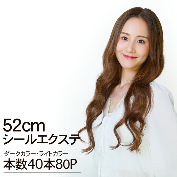 シールエクステ　52cm40本分(80P) ダーク・ライトカラー へそ上ロング │ 人毛100% レミー毛 つけ毛 ヘアー 髪 長持ち オリジナル