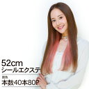 シールエクステ 52cm40本分(80P) 原色カラー へそ上ロング │ 人毛100 レミー毛 つけ毛 ヘアー 髪 長持ち オリジナル