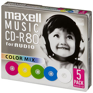 マクセル maxell 音楽用CD-R80分 カラーミックス 5枚 CDRA80MIX.S1P5S