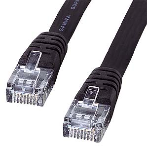 サンワサプライ UTPエンハンスドカテゴリ5より線フラットケーブルブラック・2m LA-FL5-02K