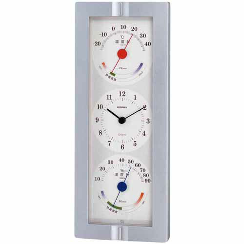 エンペックス EMPEX 温湿度計 時計 ウェザータイム シルバーメタリック TQ-723