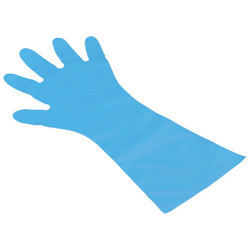 エンボス手袋 五本絞り ロング#50 ブルー L 1袋50枚入