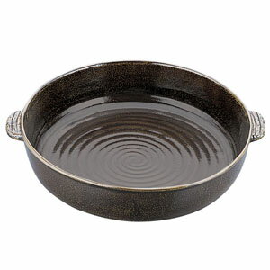 アルミ電磁用手付ドラ鉢 黒アメ釉 尺2