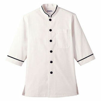 ショップコート オフホワイト×ブラック 白×黒 S D-1127 サーヴォ サンペックスイスト 業務用 ユニフォーム 制服