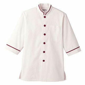 ショップコート オフホワイト×ワイン 白×紫 L D-1131 サーヴォ サンペックスイスト 業務用 ユニフォーム 制服