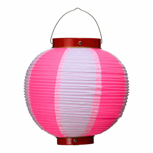 看板 ビニール提灯 丸型 9号 ピンク/白 無地