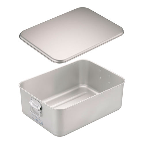 アルマイト プレス製給食用パン箱（蓋付）260-A 40個入