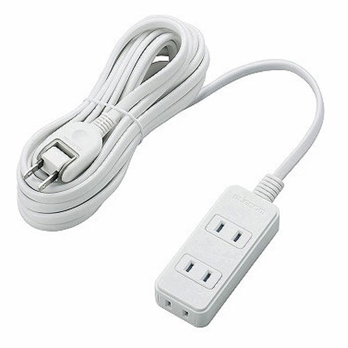 延長コード 電源タップ 5m 2P 3個口 ホコリ防止シャッター付 絶縁キャップ付 スイングプラグ 白 T-ST02-22350WH エレコム