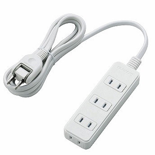 延長コード 電源タップ 2m 2P 4個口 ホコリ防止シャッター付 絶縁キャップ付 スイングプラグ 白 T-ST02-22420WH エレコム