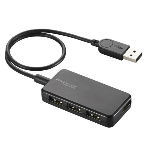 ポスト投函 エレコム ELECOM USB2.0ハブ Windowsタブレット向け ブラック U2HS-A402BBK