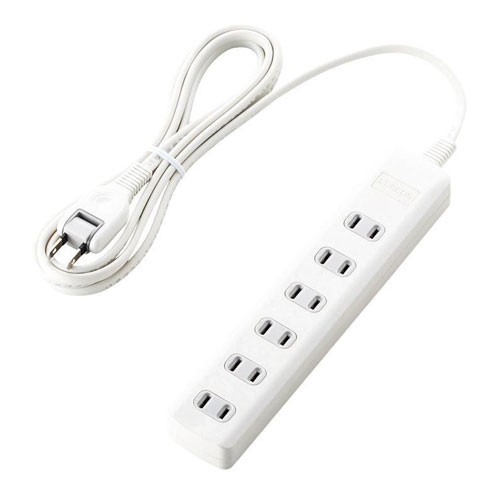 延長コード 電源タップ 2.5m 2P 6個口 雷ガード 白 T-K1A-2625WH エレコム