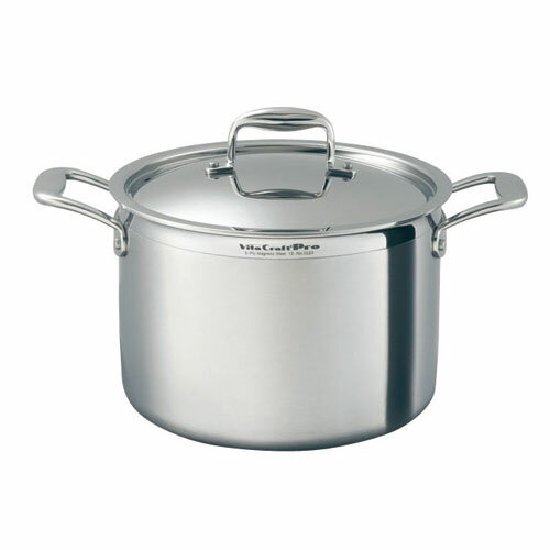 ビタクラフト ステンレス ビタクラフト・プロ 半寸胴鍋 蓋付 24cm No.0223