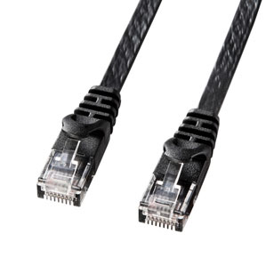 Cable - ポスト投函 サンワサプライ カテゴリ6フラットLANケーブル 0.5m ブラック LA-FL6-005BK