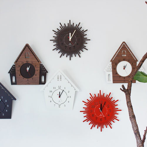 ヤマト工芸 掛時計 DOUWA house W YK14-001-Wh ホワイト 時計 掛け時計 壁掛け 木目 木製 木 童話 家 北欧 インテリア リビング 子供 ステップ式 日本製 [2]