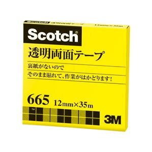-------------------------------------------------------------- 画像はイメージです。 ※ PC環境により実際の色味や質感と異なって表示される場合がございます。 ※ 部品・パーツなどの一部の商品では本体の商品画像を使用しております。 ※ 製品の仕様・画像・パッケージは、メーカー側から予告なく変更される場合があります。 -------------------------------------------------------------- ■ 入数： 1巻■ 寸法： 幅12mm×長35m■ テープ厚： 0.08mm■ 用途： 一般用■ 透明タイプ■ 材質： 基材＝透明硬質塩化ビニール，巻芯＝34プラスチック5〜7再生紙使用，紙箱＝3〜7再生紙使用，粘着剤＝アクリル系※カッターは付いていません。 【メーカー・ブランド】 住友スリーエム / すりーえむ / 3M 貼・切用品 【#154】