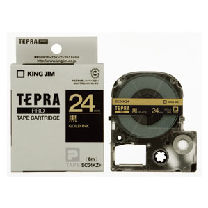 King Jim （Tepra） - キングジム KING JIM テプラ PROテープ 24mm 黒/金文字 SC24KZ