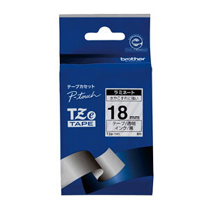 ブラザー TZeテープ 18mm 黒文字 透明 TZE-141