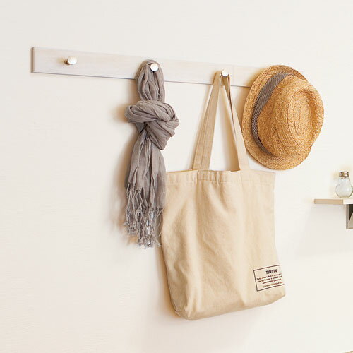 コートハンガー 玄関 おしゃれ ハンガーフック 4連フック アイボリー 60cm