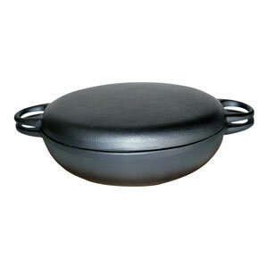 及源鋳造 鉄 ニューラウンド万能鍋 特大 木台付き F-158 鉄鍋 鉄フライパン 万能鍋 南部鉄器 キッチン用品 鉄分補給 アウトドア キャンプ