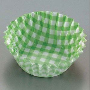 東洋アルミ 紙ケースカラー 500枚入 6号 深口 チェック緑(3.0)