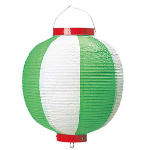 丸 ビニール提灯 10号 緑/白