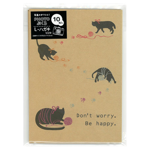 ナカバヤシ PHOTOぶくろ L判・ハガキ判サイズ ネコ柄 PEV-KG-102