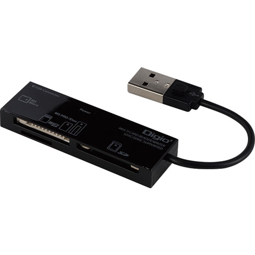 ナカバヤシ Digio2 USB2.0 マルチカードリーダーライター ブラック CRW-5M69BK