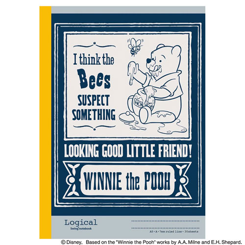 スイングロジカルノート A5 くまのプーさん ビンテージ ブルー A罫 7mm 30枚 ノS-127A-B ナカバヤシ Disney ディズニー