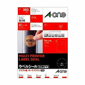 エーワン ラベルシール クラフト紙 ダークブラウン A4判 24面 丸型 31745