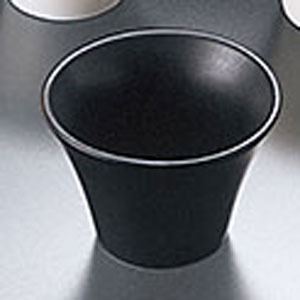 ヤマコー 陶器・反り丸型珍味入 黒マット 26723