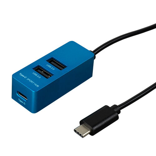 ナカバヤシ Digio2 Type-C USB2.0 ハブ ブルー UH-C2463BL