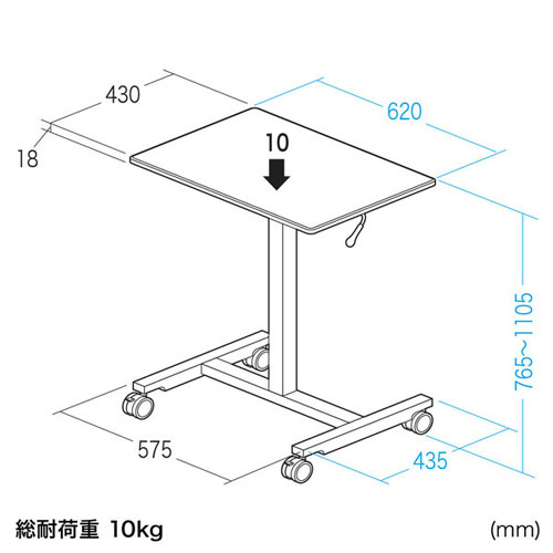 【送料無料】メーカー直送 サンワサプライ パーソナルガス昇降デスク ERD-GAP1W [2]