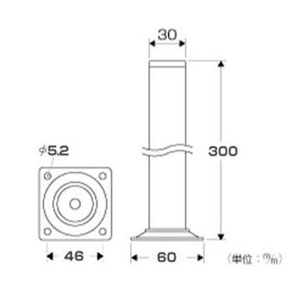光 アイテック スマートレグ 丸脚 300×30mm 黒 KSM330-1
