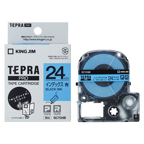 キングジム KING JIM テプラ PROテープ インデックスラベル 青/黒文字 SCY24B