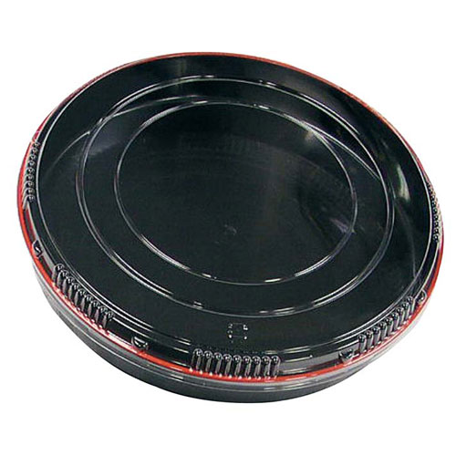 ニシキ 市松 プラ容器 黒赤フチ 50 5枚入 蓋