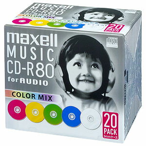 マクセル maxell 音楽用CD-R80分 カラーミックス 20枚 CDRA80MIX.S1P20 ...