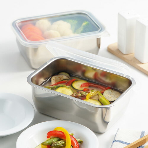 ヨシカワ 郷技 ステンレス製保存容器 2個組 YJ2612 保存容器 ステンレス 衛生的 収納 重ね 2個セット 耐熱50° 耐冷-30°日本製 燕三条