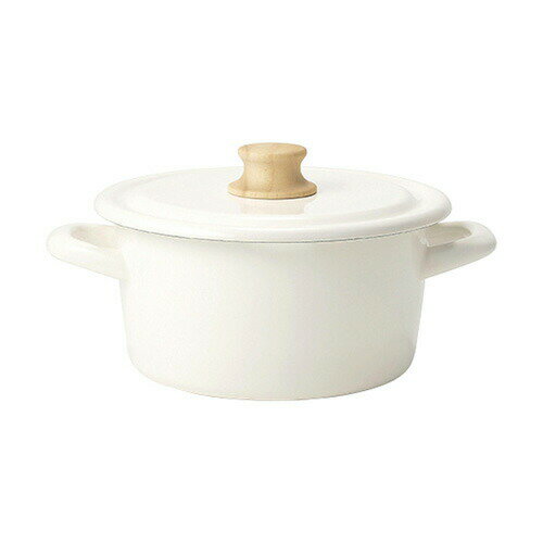 富士ホーロー 両手鍋 キャセロール 18cm Honey Ware コットン 2.3L ホワイト IH対応 ガス火対応 オーブン シンプル ホーロー かわいい ..