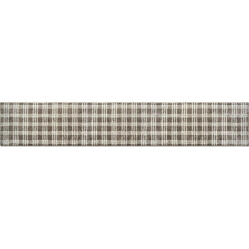 オカトー marle インテリアマット ナチュラルチェック 45×252 グレー