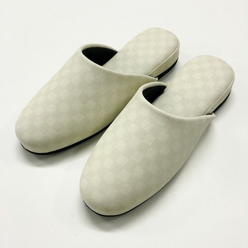樂天商城 - センコー SENKO FEEL FOOT チェッカー 機能素材 スリッパ 約26.5cm アイボリー 78099