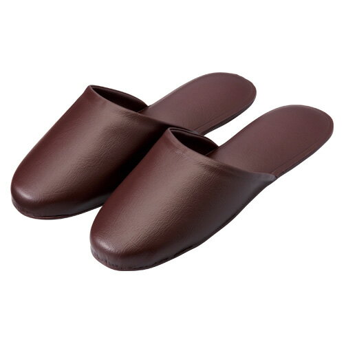 オーミケンシ レザー調スリッパ 10足組 ダークブラウン